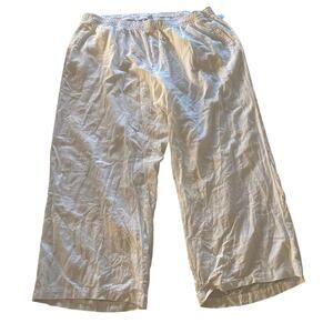 Old Navy 3X White Linen Blend Wide Leg Drawstring Pants Lagenlook Resort Coastal